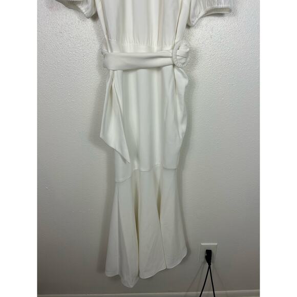 Sachin + Babi Camilla Belted Peplum Stretch Crepe Dress White Sz 16W - Picture 4 of 8
